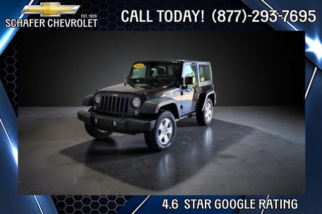 2018 Jeep Wrangler JK Sport in Black Clearcoat — front three-quarter view