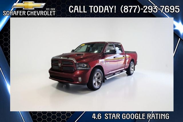 2017 RAM 1500 Sport in Flame Red Clearcoat — front three-quarter view