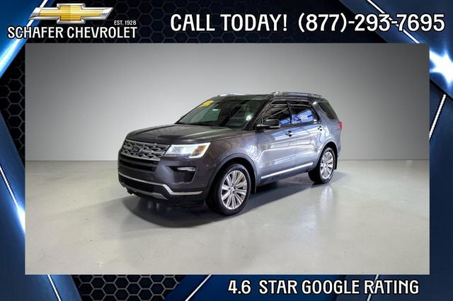 2019 Ford Explorer Limited in Magnetic Metallic — front three-quarter view
