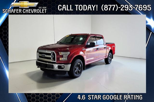 2015 Ford F-150 XLT in Ruby Red Metallic Tinted Clearcoat — front three-quarter view
