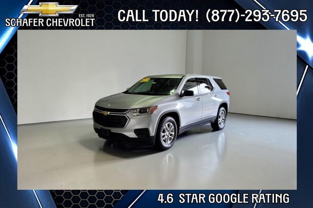 2020 Chevrolet Traverse LS in Silver Ice Metallic — front three-quarter view