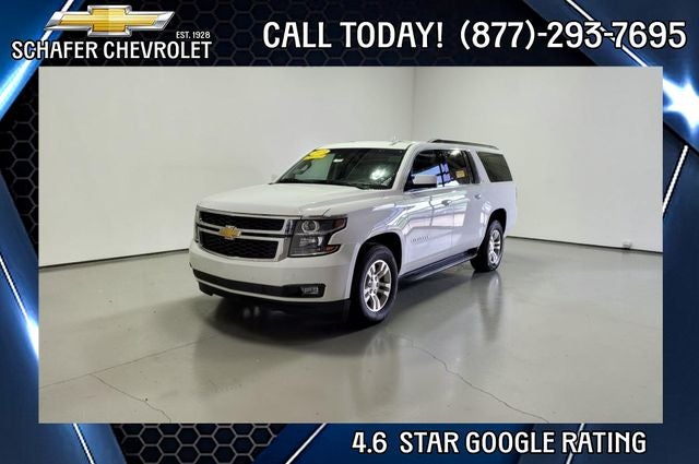 2019 Chevrolet Suburban LT in Summit White — front three-quarter view