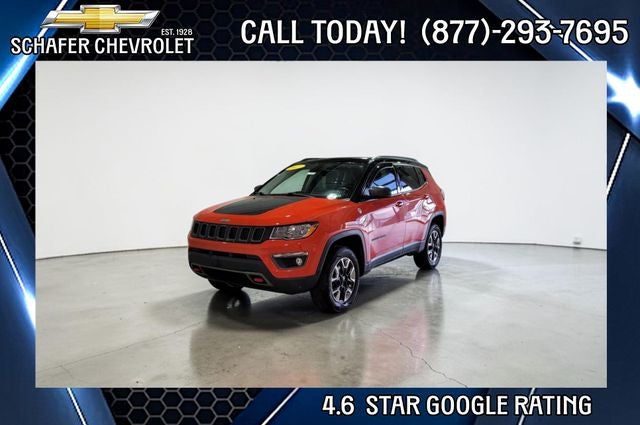 2017 Jeep Compass Trailhawk in Spitfire Orange Clearcoat — front three-quarter view