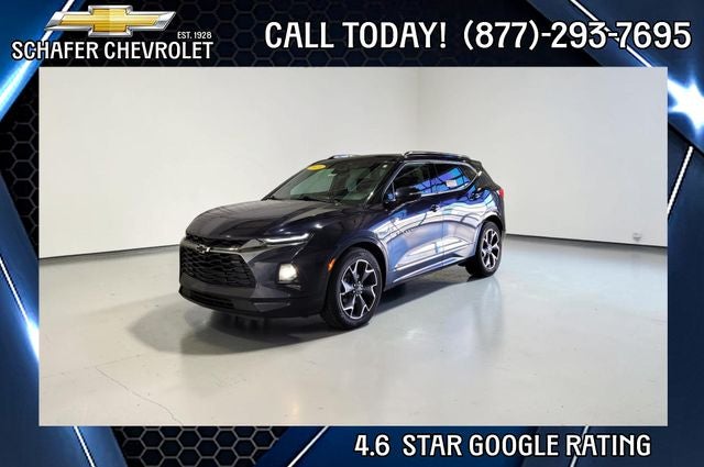 2020 Chevrolet Blazer RS in Midnight Blue Metallic — front three-quarter view