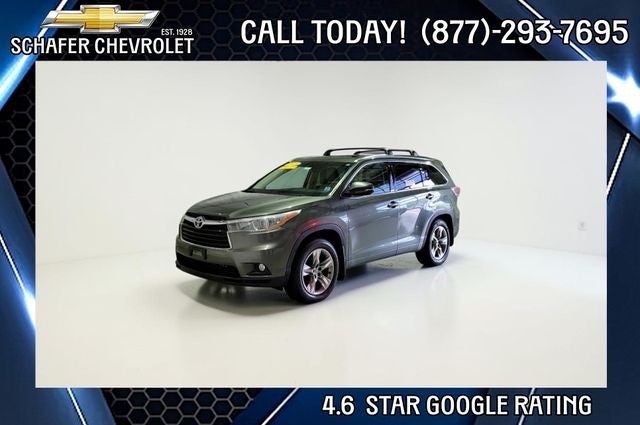 2015 Toyota Highlander Limited in Alumina Jade Metallic — front three-quarter view